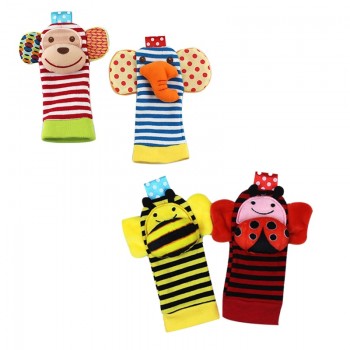 Baby Toy Baby Rattles Toys Animal Socks Wrist Strap with Rattle Baby Foot Socks Bug Wrist Strap
