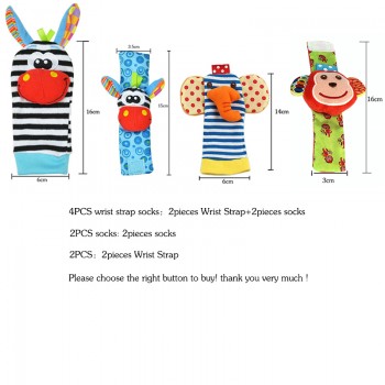 Baby Toy Baby Rattles Toys Animal Socks Wrist Strap with Rattle Baby Foot Socks Bug Wrist Strap