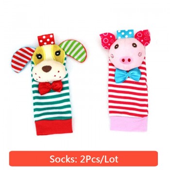 Baby Toy Baby Rattles Toys Animal Socks Wrist Strap with Rattle Baby Foot Socks Bug Wrist Strap