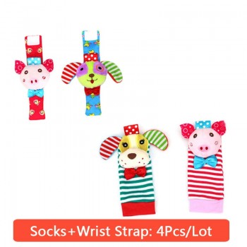Baby Toy Baby Rattles Toys Animal Socks Wrist Strap with Rattle Baby Foot Socks Bug Wrist Strap