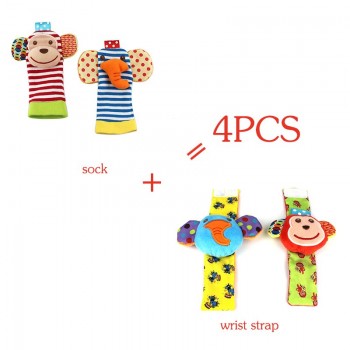 Baby Toy Baby Rattles Toys Animal Socks Wrist Strap with Rattle Baby Foot Socks Bug Wrist Strap