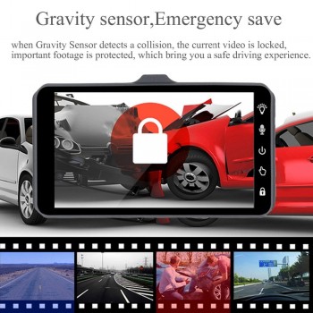 Dash Cam Dual Lens Full HD 1080P 4 IPS Car DVR Vehicle Camera Front+Rear Night Vision Video Recorder G-sensor Parking Mode WDR