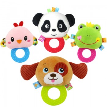Animal Hand Bells Teether Rattle Doll Plush Baby Rattles Toys Infant Newbron Early Education Toys Monkey Panda Lion Dog