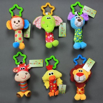 New Arrive Baby Toys Animal Hand Bells Plush Baby Boys Girls Toy Newbron Gift Baby Rattle Toys BF10