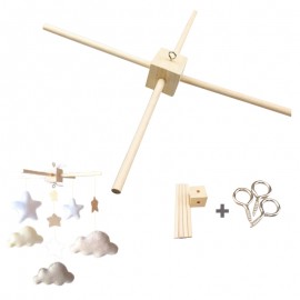 1Set Mobile Baby Hanger Baby Mobile Crib Hanger Frame Mobile DIY Crafts Frame Mobile Holder In Natural Wood Handmade Newborn Toy