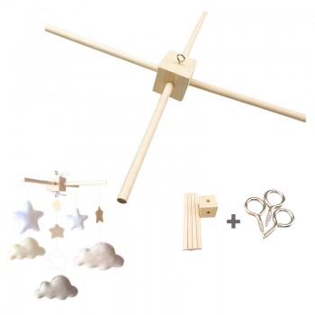 1Set Mobile Baby Hanger Baby Mobile Crib Hanger Frame Mobile DIY Crafts Frame Mobile Holder In Natural Wood Handmade Newborn Toy