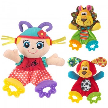 Infant Cute Lion Plush Toy Baby Dog Soft Appease Stuffed Toy Comfort Towel with Sound Paper and Teether Playmate Calm Doll