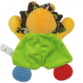 Infant Cute Lion Plush Toy Baby Dog Soft Appease Stuffed Toy Comfort Towel with Sound Paper and Teether Playmate Calm Doll