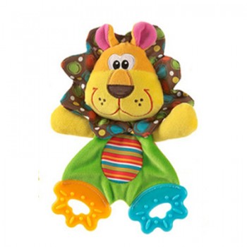 Infant Cute Lion Plush Toy Baby Dog Soft Appease Stuffed Toy Comfort Towel with Sound Paper and Teether Playmate Calm Doll