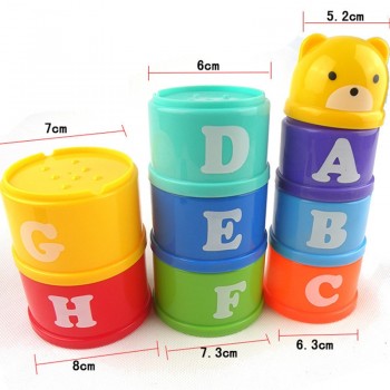 8PCS Educational Baby Toys 6Month+ Figures Letters Foldind Stack Cup Tower Children Early Intelligence WJ487