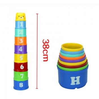 8PCS Educational Baby Toys 6Month+ Figures Letters Foldind Stack Cup Tower Children Early Intelligence WJ487
