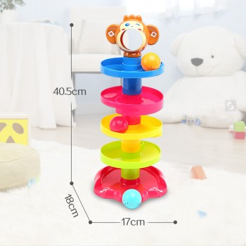 Huanger Baby Rolling Ball Bell Toys Pile Tower Puzzle toys Kids Rattles Ring 0-24months Child Newborn Educationslamp;Learning Gift