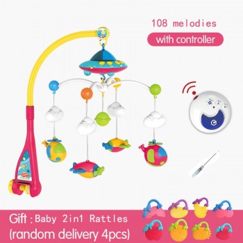 Huanger  Baby bed bell toy 0-12 month rotating music hanging baby rattle bracket baby crib mobile holder