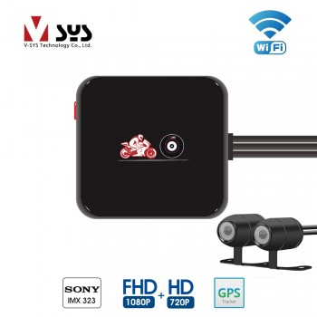 SYS VSYS M6L WiFi Motorcycle DVR Dash Cam Full HD 1080P + 720P Front amp; Rear View Waterproof Motorcycle Camera Black Recorder Box
