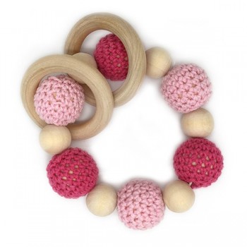 Wooden Teething Bracelets Can Chew Crochet Beads Baby Rattle Wooden Beads Baby Toys Organic Rattle Wooden Bracelets