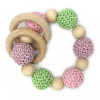 Wooden Teething Bracelets Can Chew Crochet Beads Baby Rattle Wooden Beads Baby Toys Organic Rattle Wooden Bracelets
