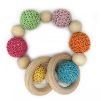 Wooden Teething Bracelets Can Chew Crochet Beads Baby Rattle Wooden Beads Baby Toys Organic Rattle Wooden Bracelets