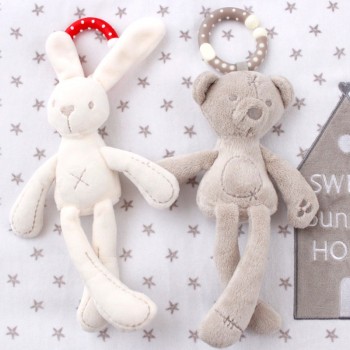 Cute Baby Crib Stroller Toy Rabbit Bunny Bear Soft Plush Infant Doll Stuff Mobile Bed Pram kid Animal Hanging Ring Baby Rattle