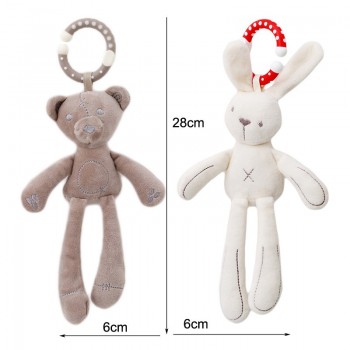 Cute Baby Crib Stroller Toy Rabbit Bunny Bear Soft Plush Infant Doll Stuff Mobile Bed Pram kid Animal Hanging Ring Baby Rattle