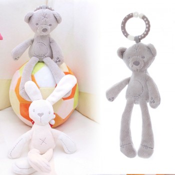 Cute Baby Crib Stroller Toy Rabbit Bunny Bear Soft Plush Infant Doll Stuff Mobile Bed Pram kid Animal Hanging Ring Baby Rattle