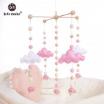 Lets make Pink Color Toys Baby Crib Mobile Bed Bell Rattle Toys Wooden Wind Chimes Tent Hanging Felt Whale Montessori Bed Bell
