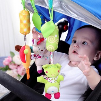 Baby Infant Cartoon Animal Soft Rattles Toys Bed Crib Stroller Music Hanging Bell kids Stuffed Toys Mobile Baby Plush Toy 40%off