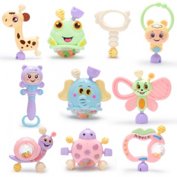 6pc-10pc/Set Colorful Montessori Toys Teething Kids Educational Crib Mobiles Baby Teether Toy for Girls Waldorf Rattle Toy T0051
