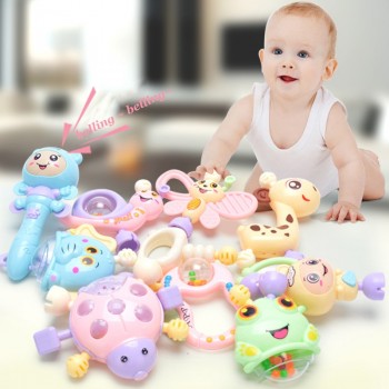6pc-10pc/Set Colorful Montessori Toys Teething Kids Educational Crib Mobiles Baby Teether Toy for Girls Waldorf Rattle Toy T0051