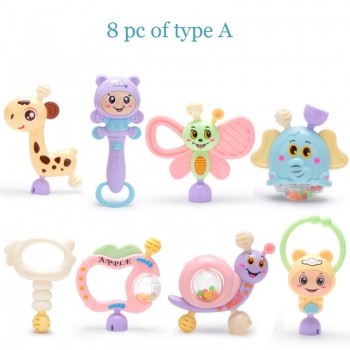 6pc-10pc/Set Colorful Montessori Toys Teething Kids Educational Crib Mobiles Baby Teether Toy for Girls Waldorf Rattle Toy T0051