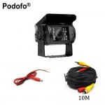 Podofo Universal Waterproof Car Rear View Camera Truck Backup Camera Heavy Duty 18 LED IR Night Vision 12V 24V (No Guide Line)