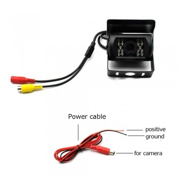 Podofo Universal Waterproof Car Rear View Camera Truck Backup Camera Heavy Duty 18 LED IR Night Vision 12V 24V (No Guide Line)