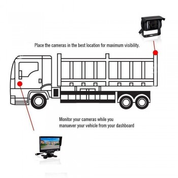 Podofo Universal Waterproof Car Rear View Camera Truck Backup Camera Heavy Duty 18 LED IR Night Vision 12V 24V (No Guide Line)