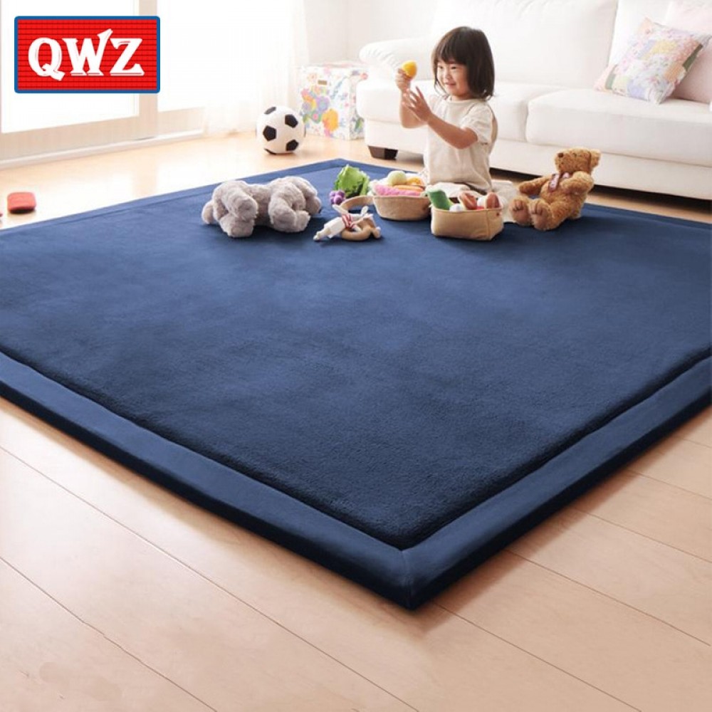 QWZ Thick Play Mats Coral Fleece Blanket Carpet Children Baby Crawling Tatami Mats Cushion Mattress for Bedroom Baby Game Gifts