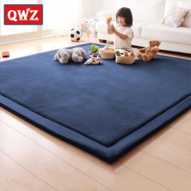 QWZ Thick Play Mats Coral Fleece Blanket Carpet Children Baby Crawling Tatami Mats Cushion Mattress for Bedroom Baby Game Gifts