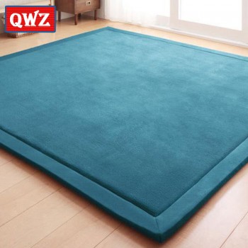 QWZ Thick Play Mats Coral Fleece Blanket Carpet Children Baby Crawling Tatami Mats Cushion Mattress for Bedroom Baby Game Gifts