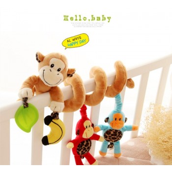 0-12 Month Infant Baby Rattles Mobiles Toys Spiral Bed Stroller Crib Cot Hanging Plush Rattle Toy Animal Educational Teether Toy