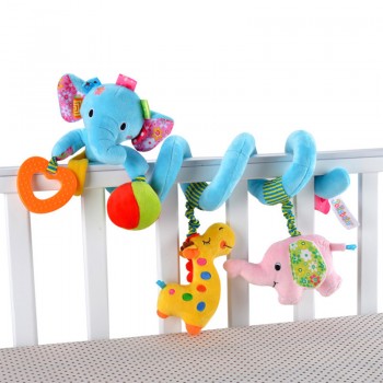 0-12 Month Infant Baby Rattles Mobiles Toys Spiral Bed Stroller Crib Cot Hanging Plush Rattle Toy Animal Educational Teether Toy