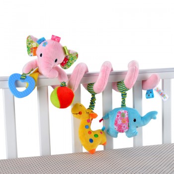 0-12 Month Infant Baby Rattles Mobiles Toys Spiral Bed Stroller Crib Cot Hanging Plush Rattle Toy Animal Educational Teether Toy