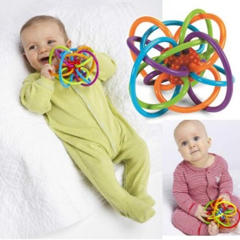 Large Rattles Develop Baby Intelligence Grasping Gums Wave Ball Hand Bell Fun Bite Catch Hole Kids Toys For Newborns