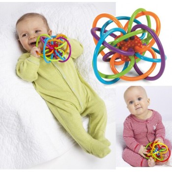 Large Rattles Develop Baby Intelligence Grasping Gums Wave Ball Hand Bell Fun Bite Catch Hole Kids Toys For Newborns