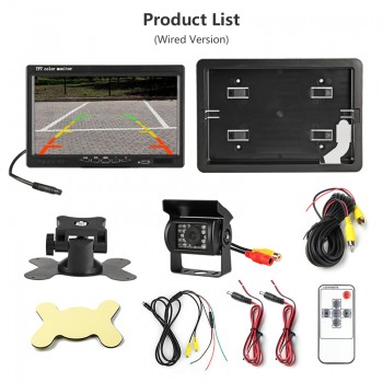 Jansite 7inch Car monitor TFT LCD Car Rear View Monitor Parking Wired Wireless Rearview System for Backup Camera support DVD VCD