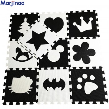 EVA New 10pcs 11.8*11.8 Puzzle Floor GYM Soft Kids Foam Mat Black White baby play puzzle number letter cartoon foam mat