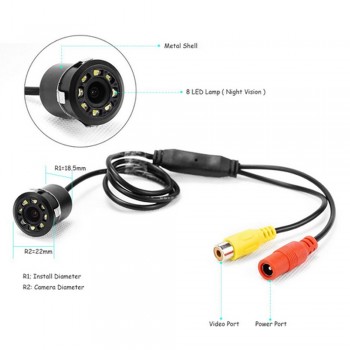 Topbox Car Rear View Camera 8 LED Night Vision Reversing Auto Parking Monitor CCD Waterproof 170 Degree HD Video