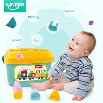 Huanger Baby First Blocks Colouramp;Shape Toy over 3 month For Children Educational Sorting Box Unisex Rattle Mobiles Happy Gift