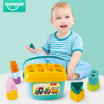 Huanger Baby First Blocks Colouramp;Shape Toy over 3 month For Children Educational Sorting Box Unisex Rattle Mobiles Happy Gift