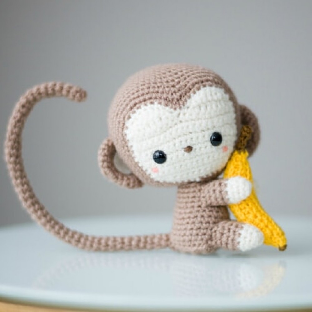 Monkey Crochet Crochet doll  rattle Amigurumi