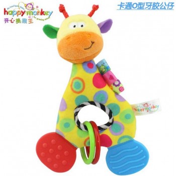 Baby Infant Cartoon Animal Giraffe Fish Handle Rattles Soft Plush Safety Teether Toys Teeth Care Doll For Kid 20%OFF