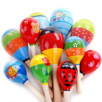 1pc Baby Kid Wooden Ball Toy Sand Hammer Rattle Musical Instrument Percussion Infant