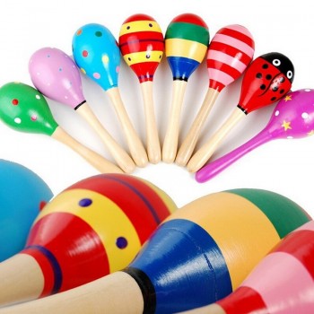 1pc Baby Kid Wooden Ball Toy Sand Hammer Rattle Musical Instrument Percussion Infant