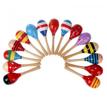 1pc Baby Kid Wooden Ball Toy Sand Hammer Rattle Musical Instrument Percussion Infant